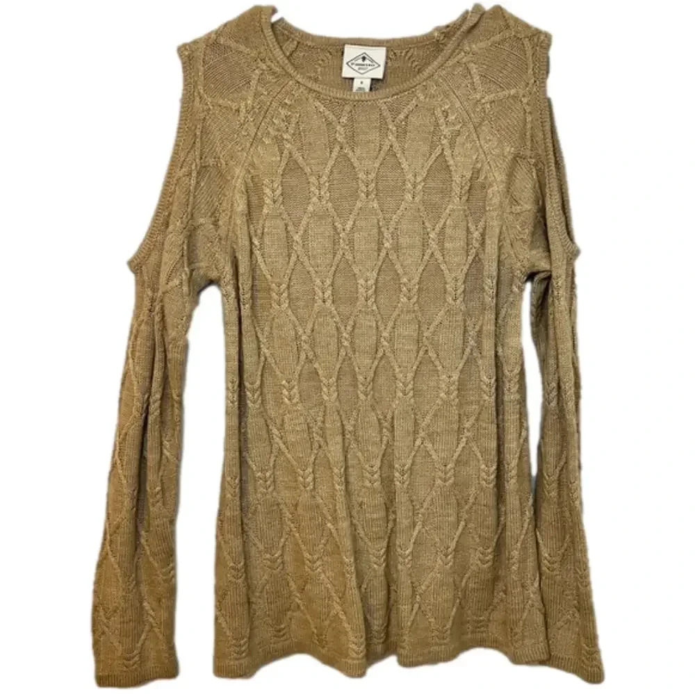 St. Johns Bay Cable Knit sweater cold-shoulder SMALL